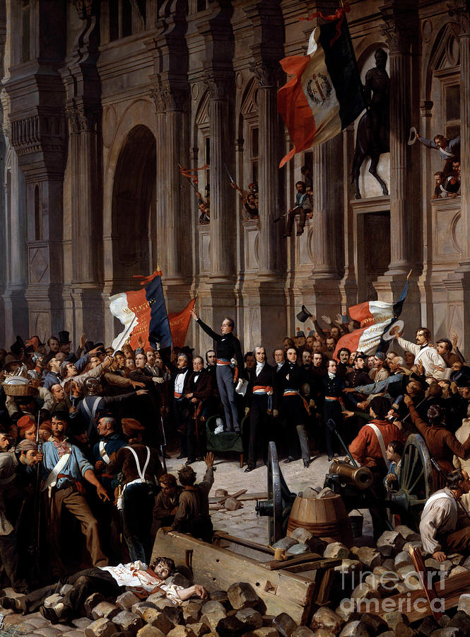Revolution Of 1848, Alphonse De Lamartine Refusing The Red Flag For The Tricolor Flag Painting by Henri Felix Philippoteaux