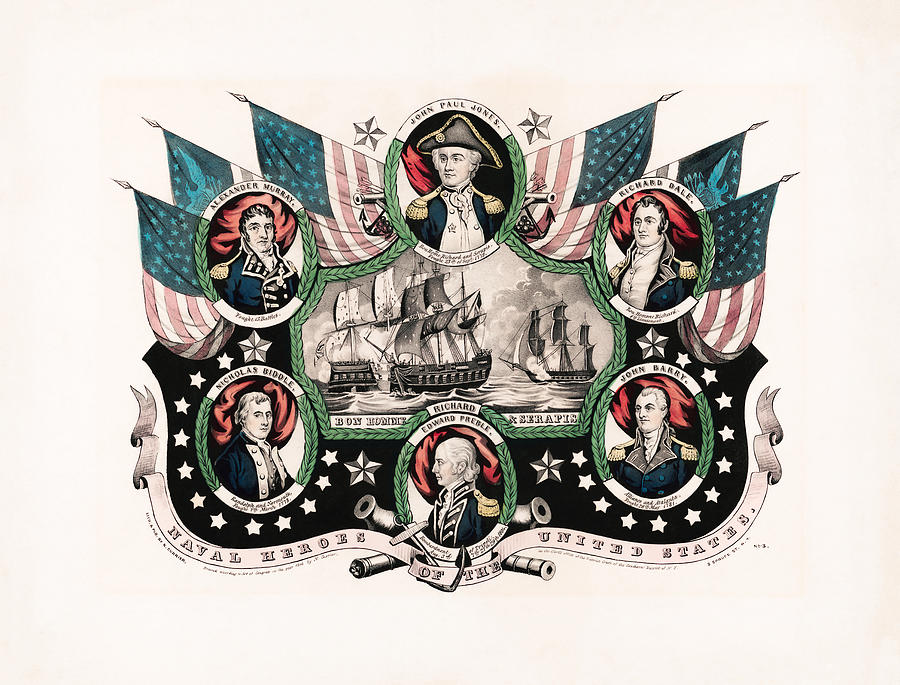 Revolutionary War Naval Heroes - John Paul Jones  Mixed Media by War Is Hell Store