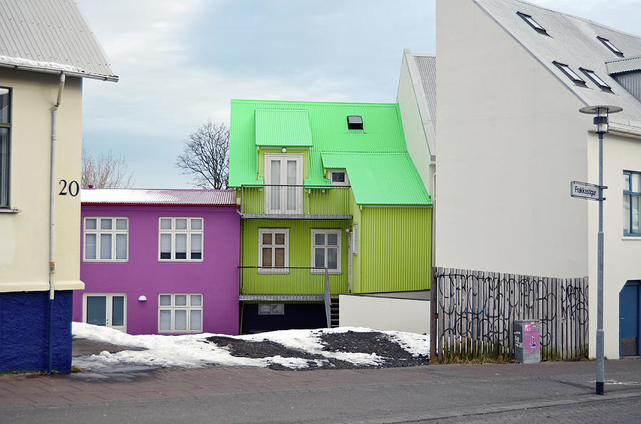 Reykjavic Iceland Colorful Homes Street Scene Photograph by Shawn OBrien