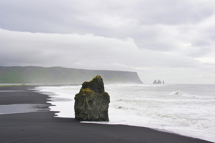 Reynisfjara Beach, At Dyrholaey, In The Background The Reynisdrangar Lava Columns, Vik, South Iceland, Iceland, Europe Photograph by Sonia Aumiller