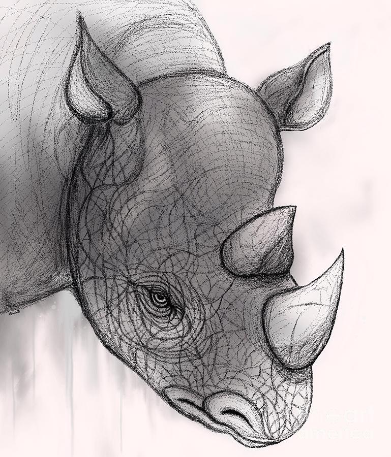 Rhino Vanishing Digital Art by Nick Gustafson