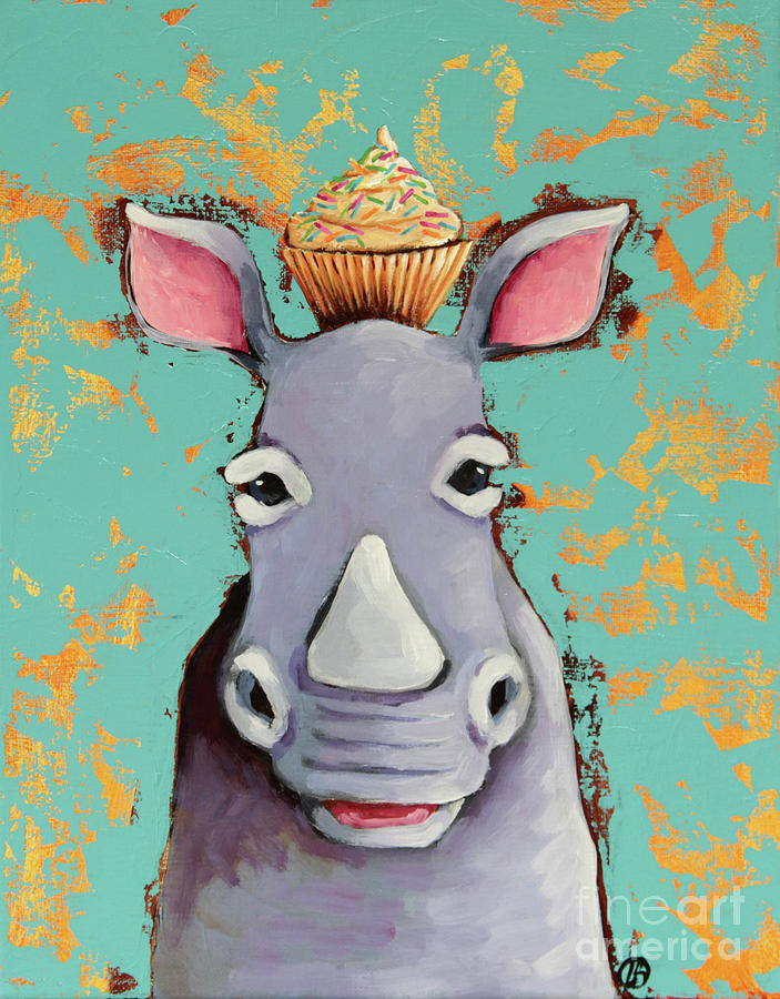 Rhino with Sprinkles Painting by Lucia Stewart