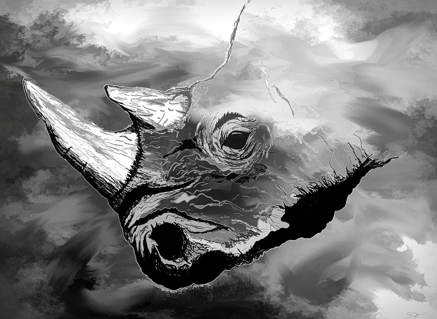 Rhinoceros Dream Drawing by Abstract Angel Artist Stephen K