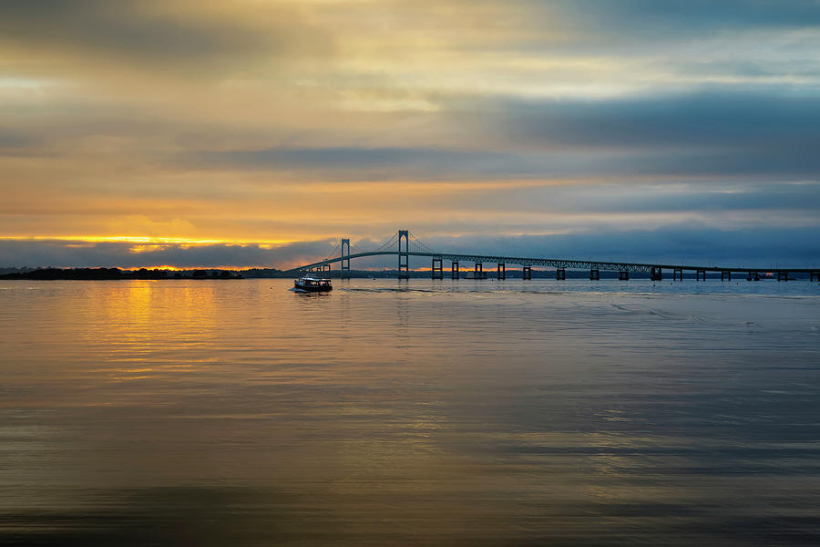 Rhode Island, Newport, Claiborne Pell Bridge Over Narragansett Bay Digital Art by Lumiere