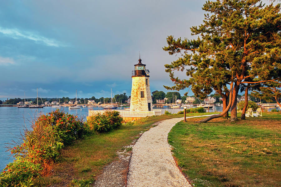 Rhode Island, Newport, Newport Harbor Lighthouse Digital Art by Lumiere
