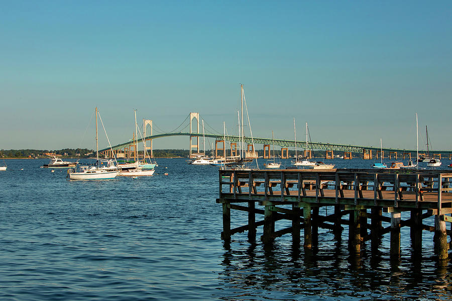 Rhode Island, Newport, View Of Claiborne Pell Bridge Digital Art by Lumiere