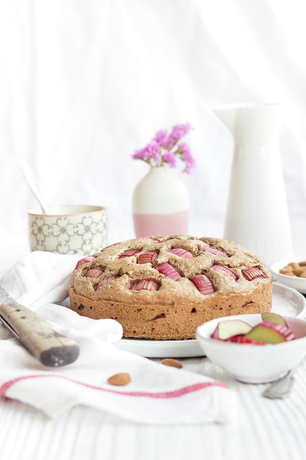 Rhubarb Almond Cake Photograph by Tamara Staab