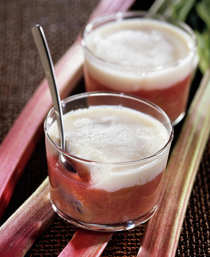 Rhubarb And Almond Cream Verrines Photograph by Leser