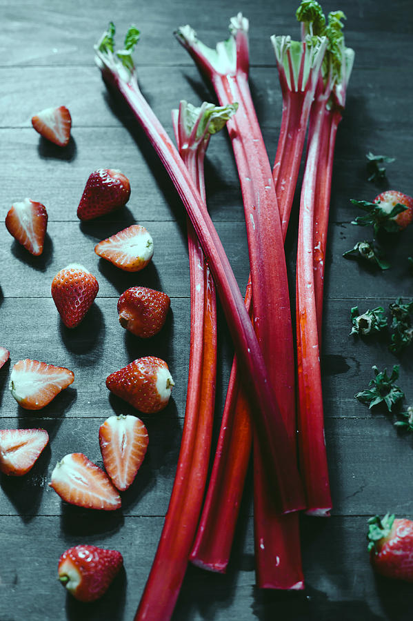 Rhubarb And Strawberries Photograph by Chien-ju Shen