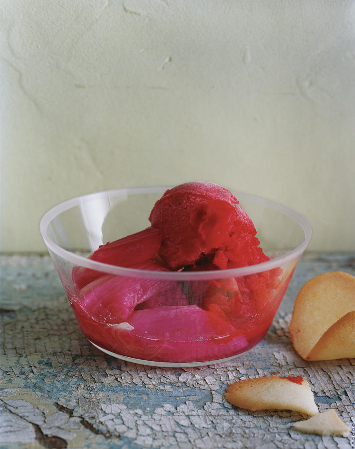 Rhubarb And Strawberry Sorbet Photograph by Romulo Yanes