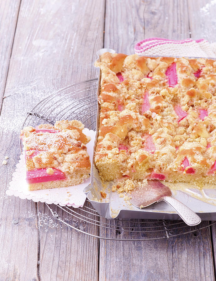 Rhubarb Crumble Tray Bake Cake Photograph by Jalag / Julia Hoersch