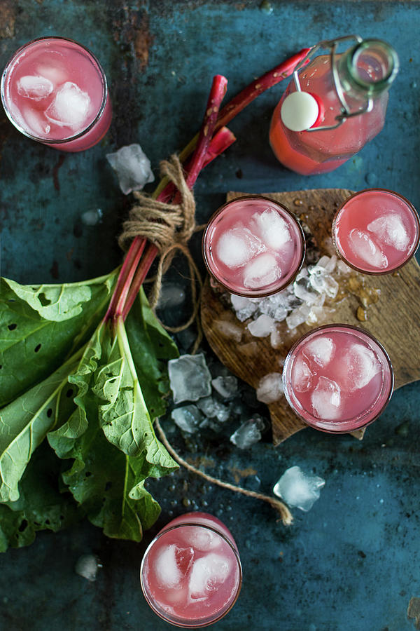 Rhubarb Juice With Ice Cubes In Glasses Photograph by Monika Pazdej