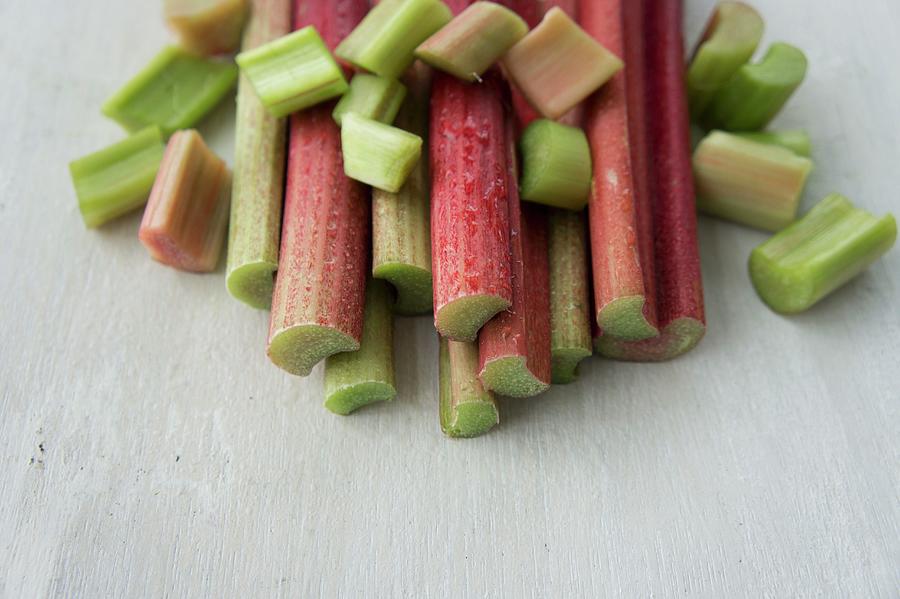 Rhubarb, Partially Sliced Photograph by Martina Schindler
