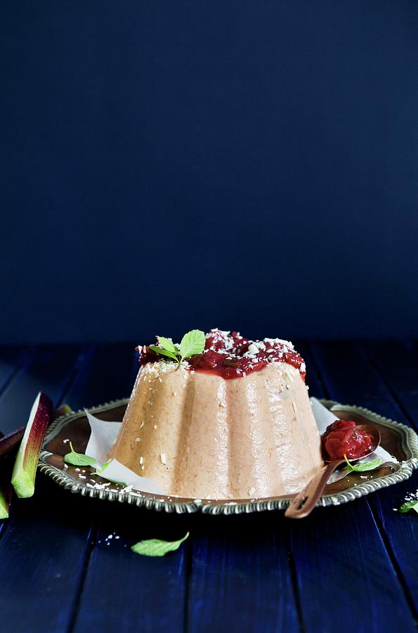 Rhubarb Pudding With Coconut Flakes Photograph by Great Stock!