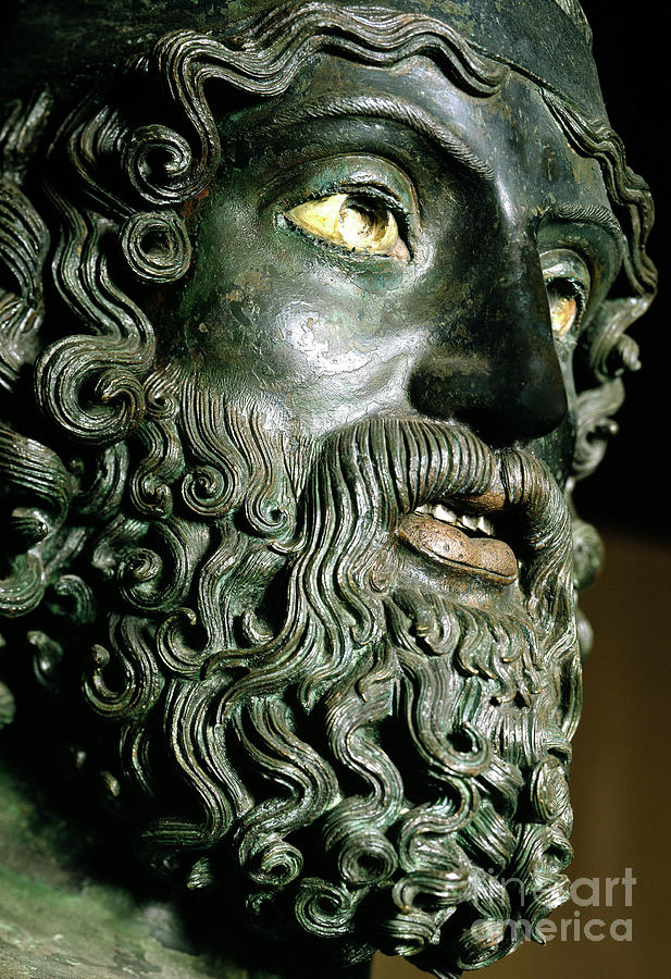 Riace bronze, Statue A, Close up Sculpture by Greek School