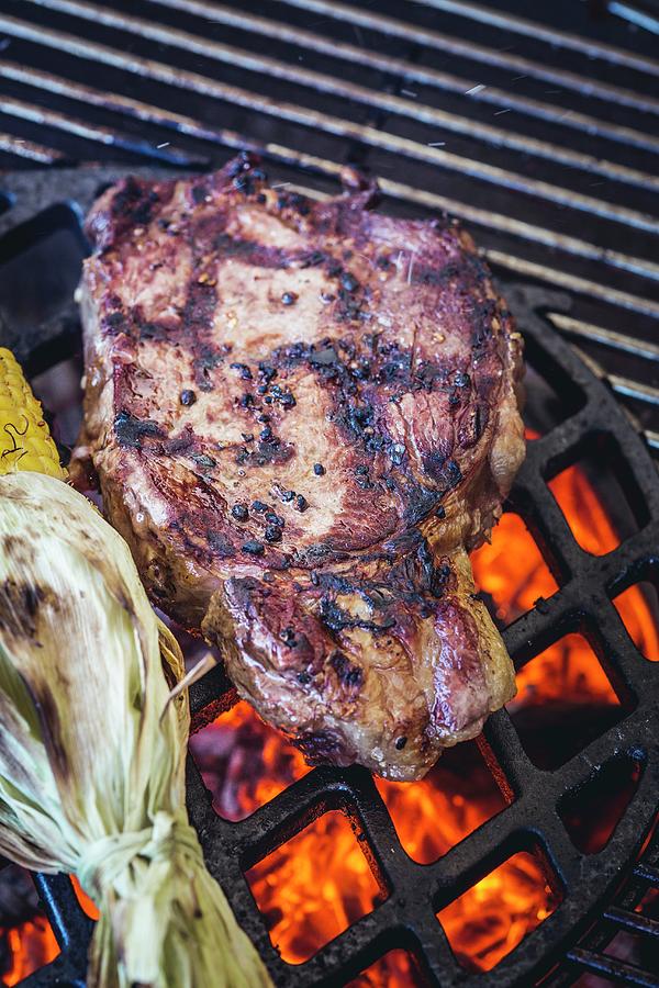 Rib-eye Steak On The Barbecue Photograph by Eising Studio