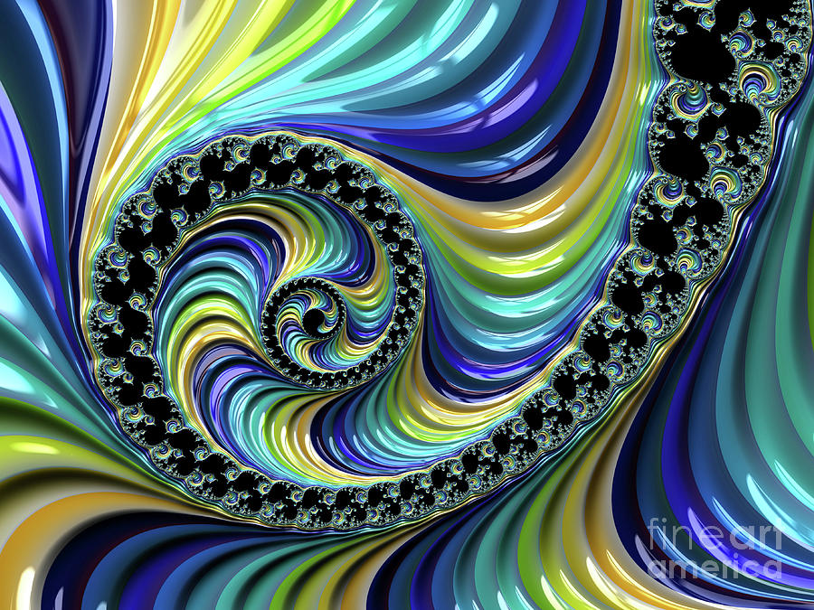 Ribbed Blue and Yellow Spiral Digital Art by Elisabeth Lucas | Fine Art ...