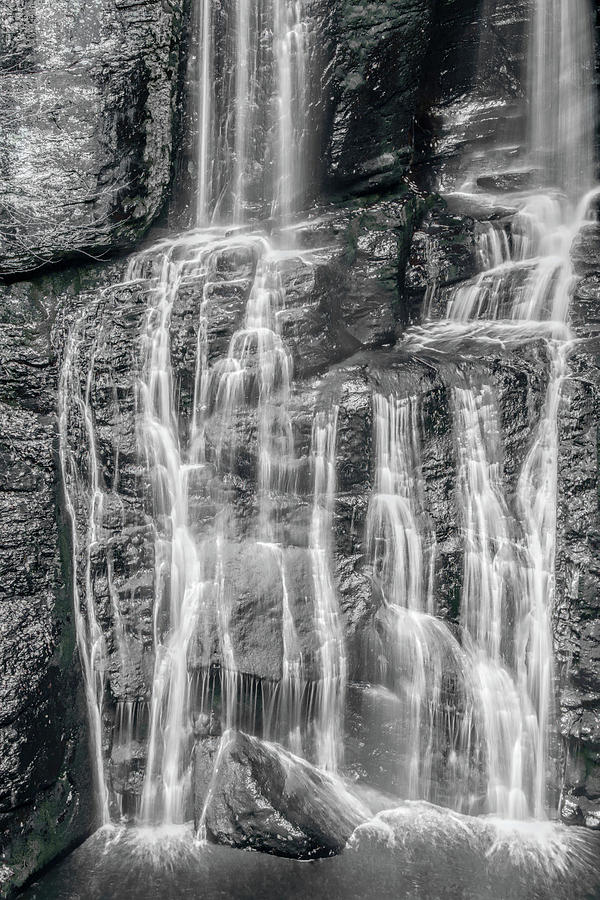 Ribbons of Water at Bushkill in Black and White Photograph by Kristia Adams