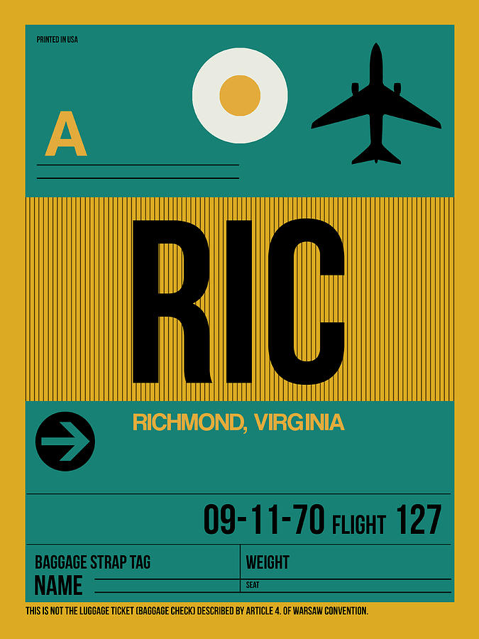 Richmond Digital Art - RIC Richmond Luggage Tag II by Naxart Studio