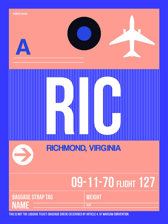 Richmond Digital Art - RIC Richmond Luggage Tag IRIC Richmond Luggage Tag I by Naxart Studio