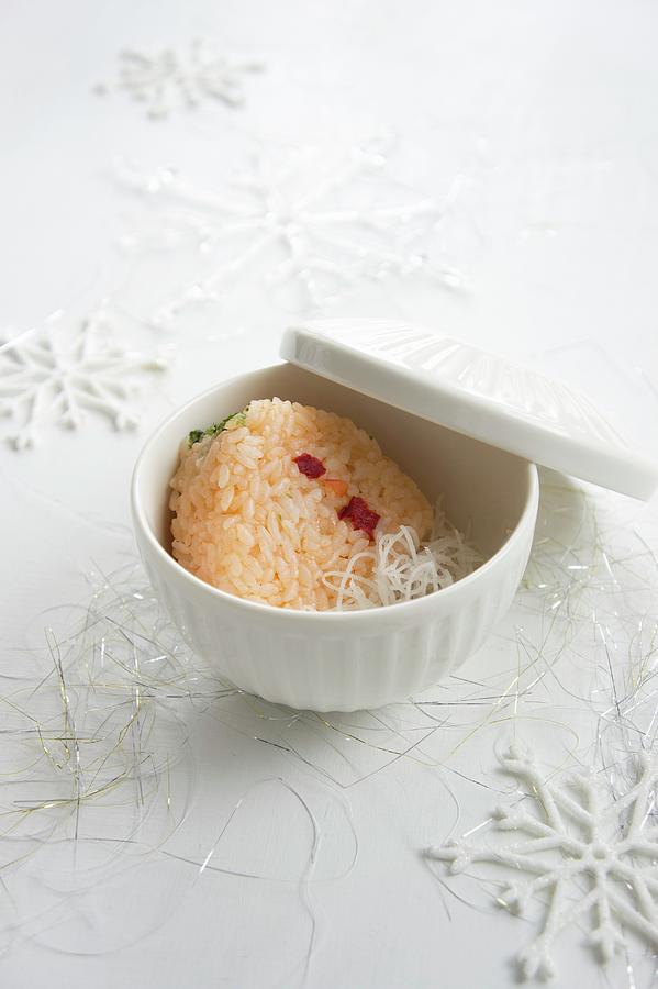 Rice Balls onigiri Field With Salmon And Peppers christmas Photograph by Martina Schindler