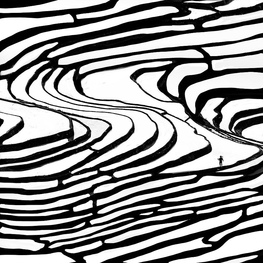 Black And White Photograph - Rice Fields In Yuanyang by Piet Flour