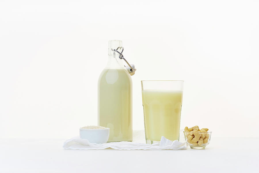 Rice Milk And Cashew Milk In A Flask And A Glass Photograph by Asya Nurullina