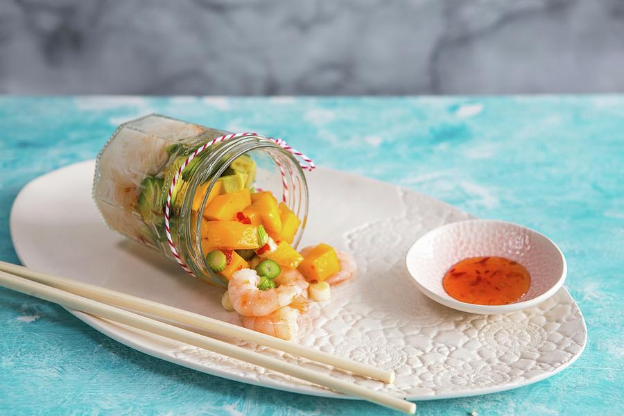 Rice Noodle Salad With Mango, Prawns And Sweet Chilli Sauce Photograph by Aniko Takacs