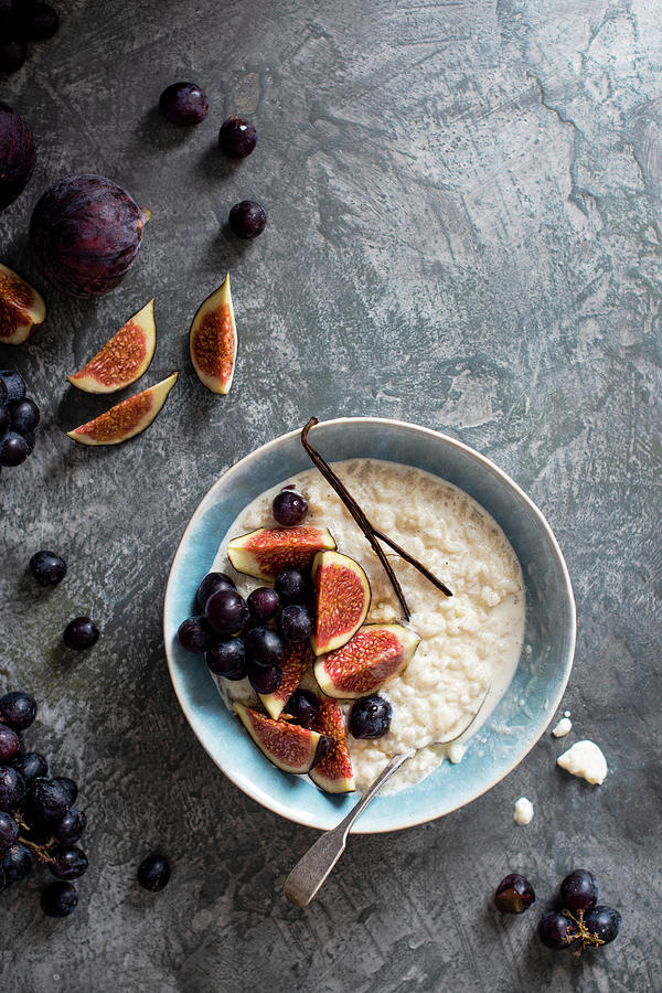 Rice Pudding With Figs, Grapes And Honey Photograph by Magdalena Hendey