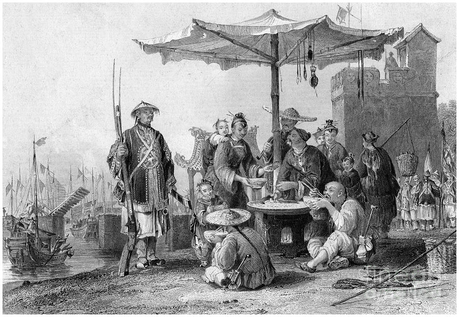 Rice Sellers At The Military Station Drawing by Print Collector