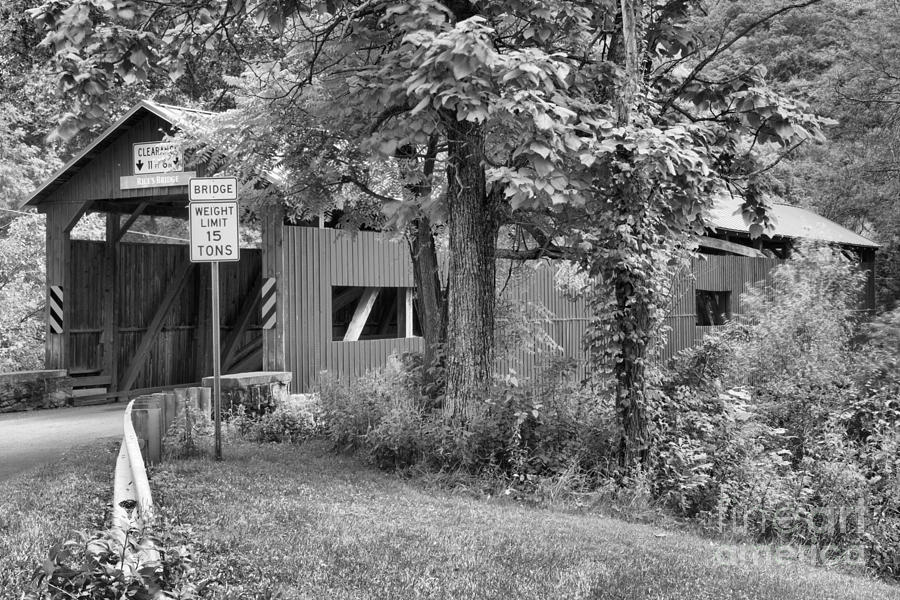 Rices Covered Bridge Black And White Photograph by Adam Jewell