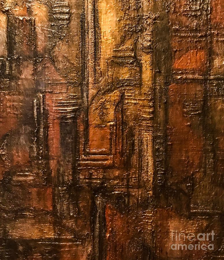 Rich Brown Bronze Heavy Textured Acrylic Painting Painting