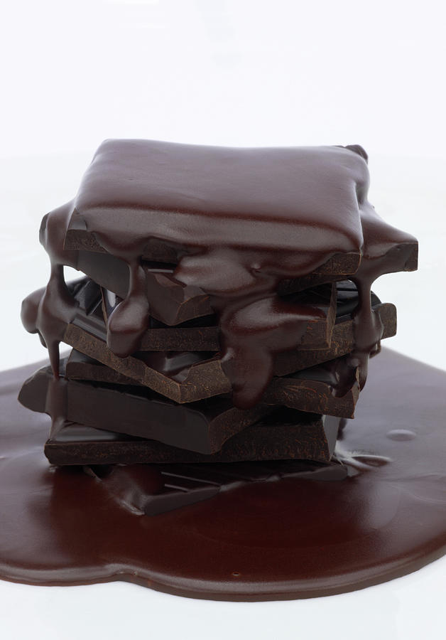 Rich Dark Chocolate Stack With Melted Photograph by Rosemary Calvert