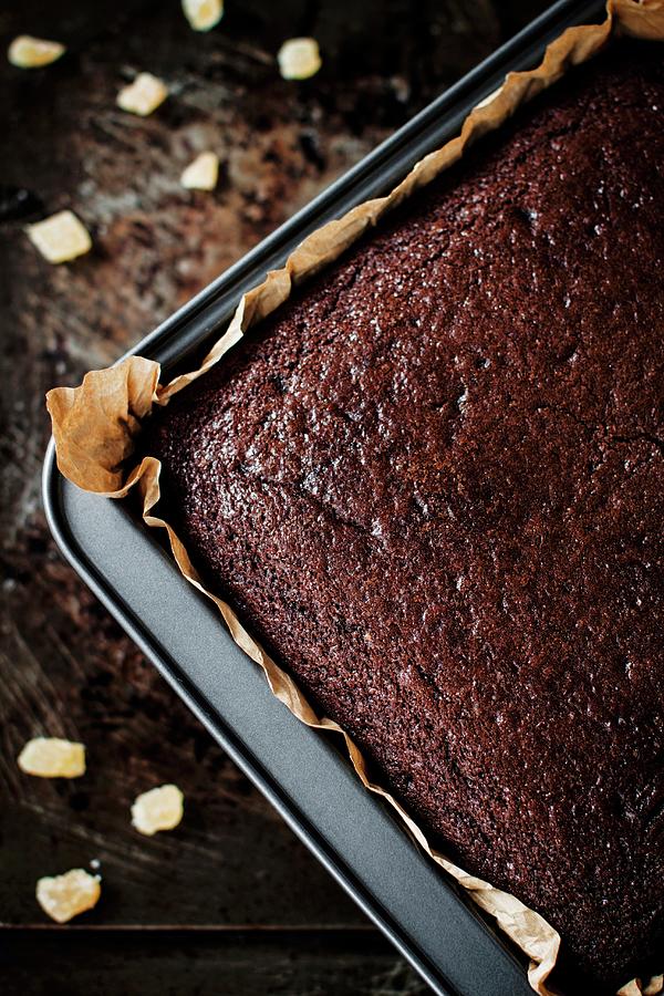 Rich Gingerbread Cake In A Baking Tin seen From Above Photograph by Federica Dm