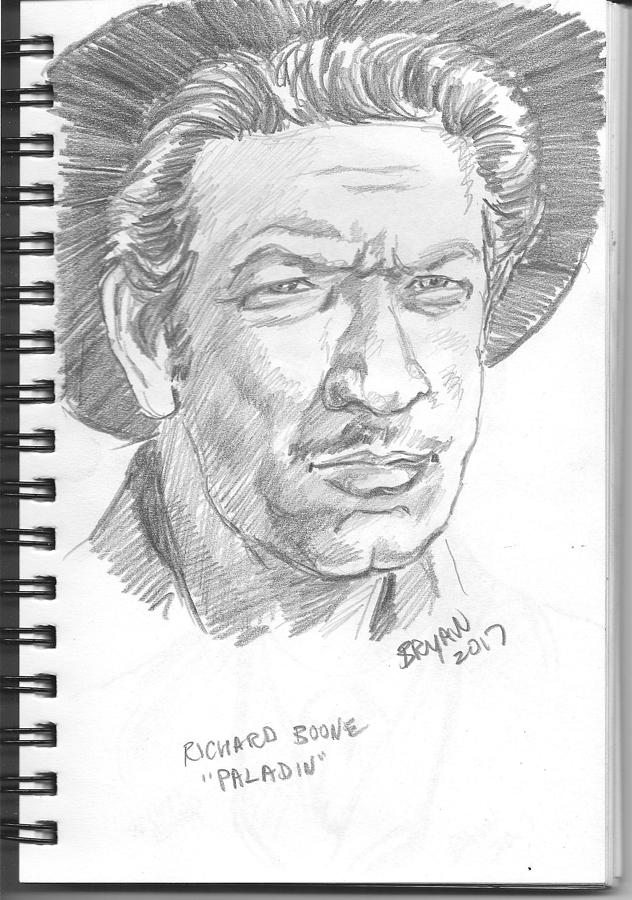 Richard Boone Drawing by Bryan Bustard