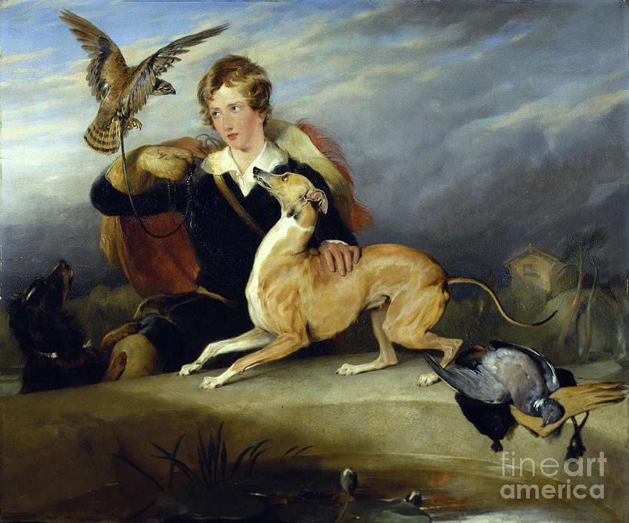 Richard Cavendish With spot, The 6th Duke Of Devonshires Italian Greyhound, C.1828 Painting by Edwin Landseer