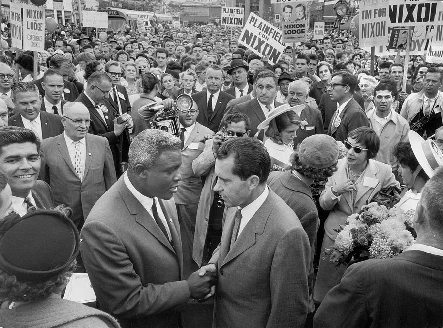Richard Nixon Photograph - Richard M. Nixon and Jackie Robinson by Paul Schutzer