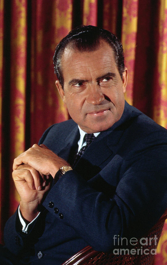 Richard M. Nixon Looking Over Shoulder Photograph by Bettmann