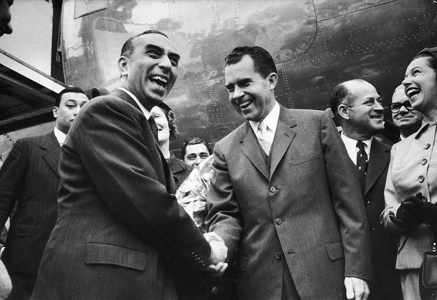 Richard Nixon Photograph - Richard M. Nixon;Isaac F. Rojas by Paul Schutzer