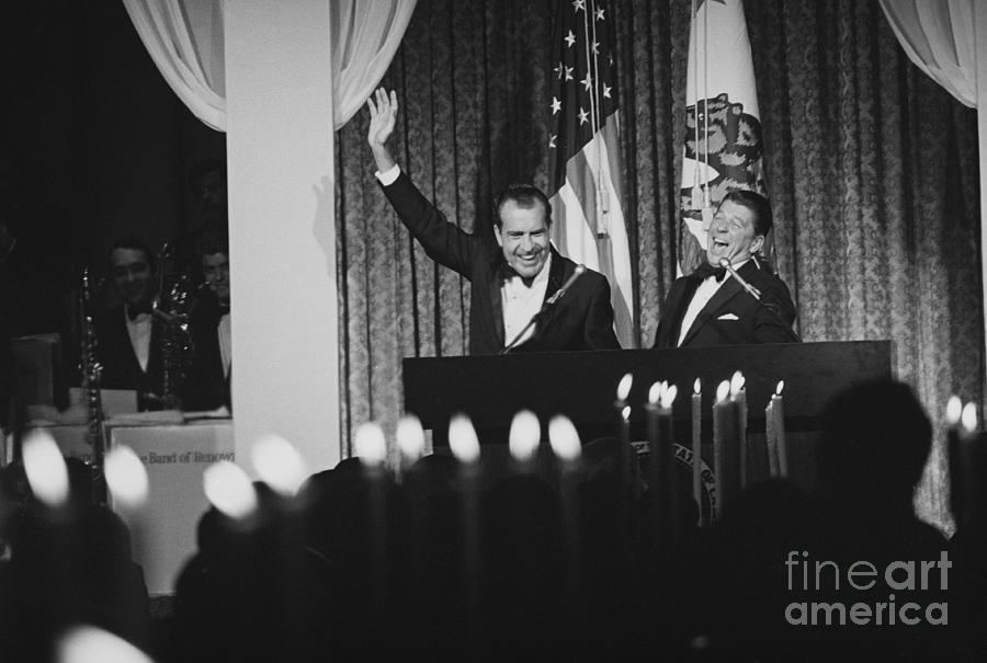 Richard Nixon And Ronald Reagan Laughing Photograph by Bettmann