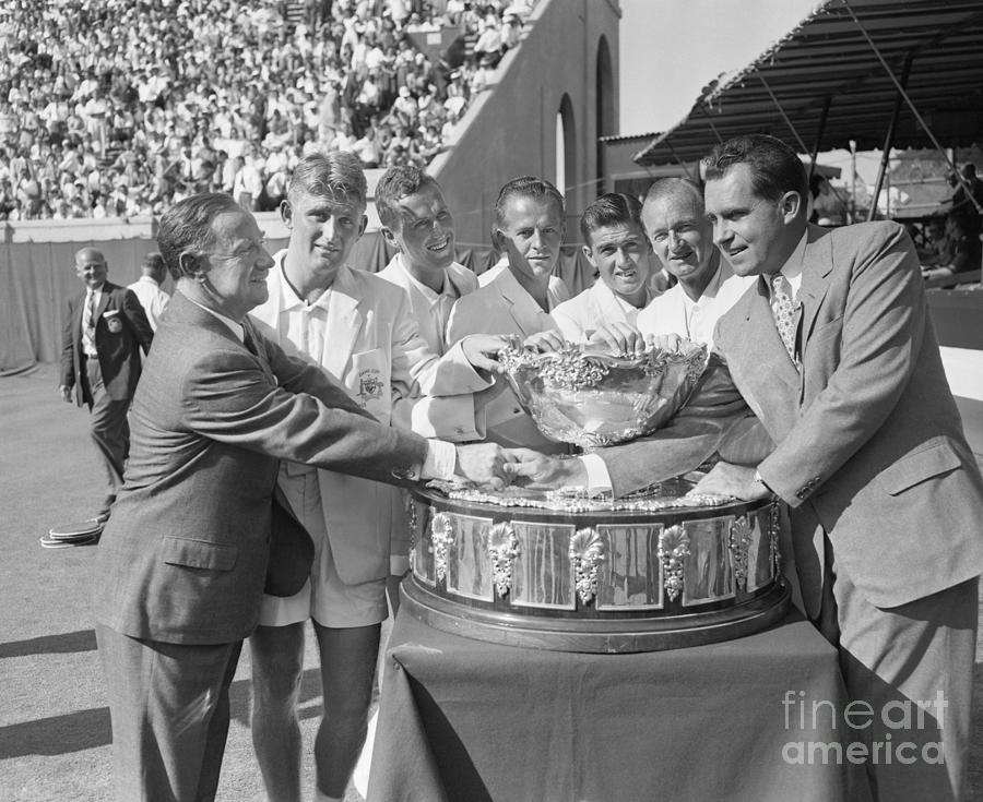 Richard Nixon Congratulating Davis Cup Photograph by Bettmann