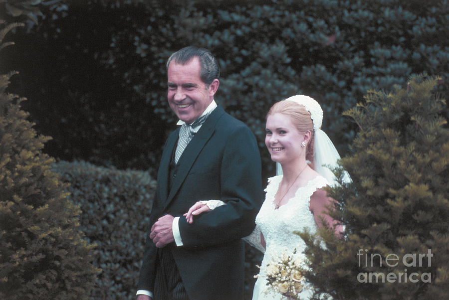 Richard Nixon Escorting Daughter Tricia Photograph by Bettmann
