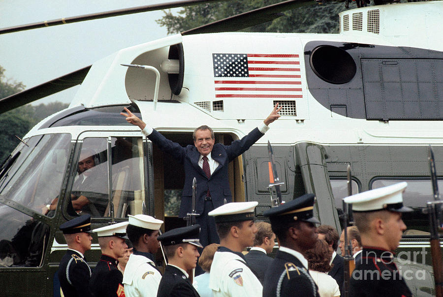 Richard Nixon Giving V Sign Photograph by Bettmann