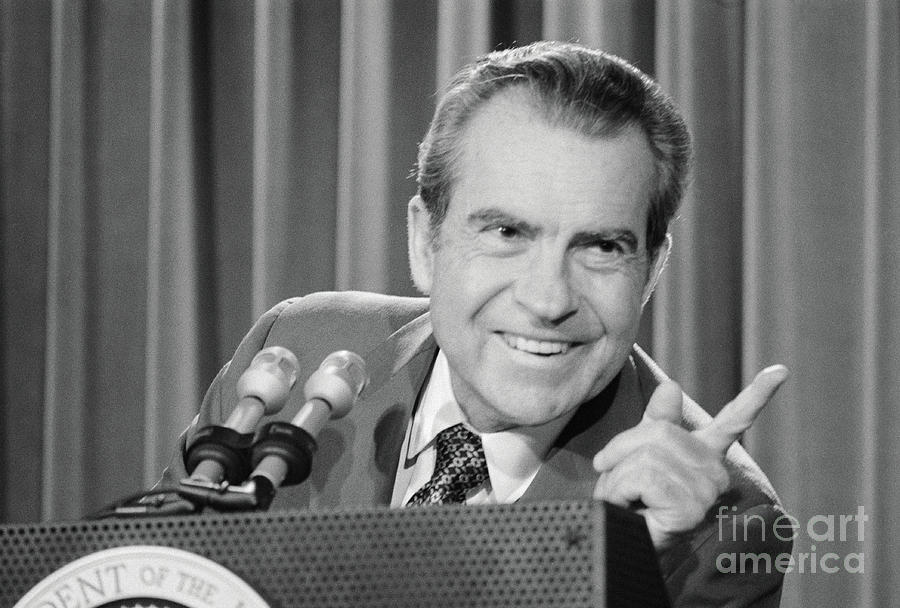 Richard Nixon Pointing And Smiling Photograph by Bettmann