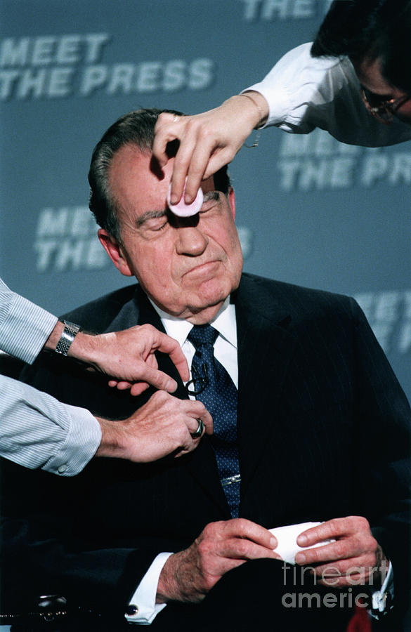 Richard Nixon Prepping For Television Photograph by Bettmann