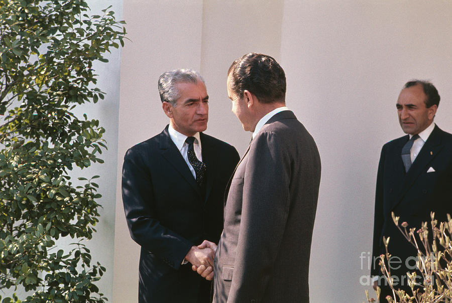 Richard Nixon Saying Goodbye To Shah Photograph by Bettmann