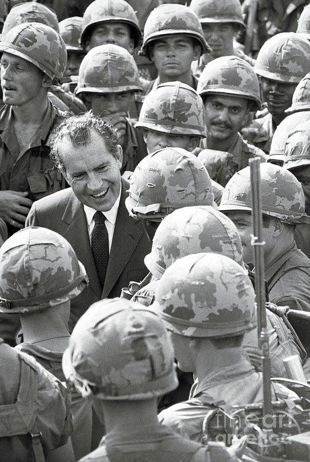 Richard Nixon With Troops In Vietnam Photograph by Bettmann