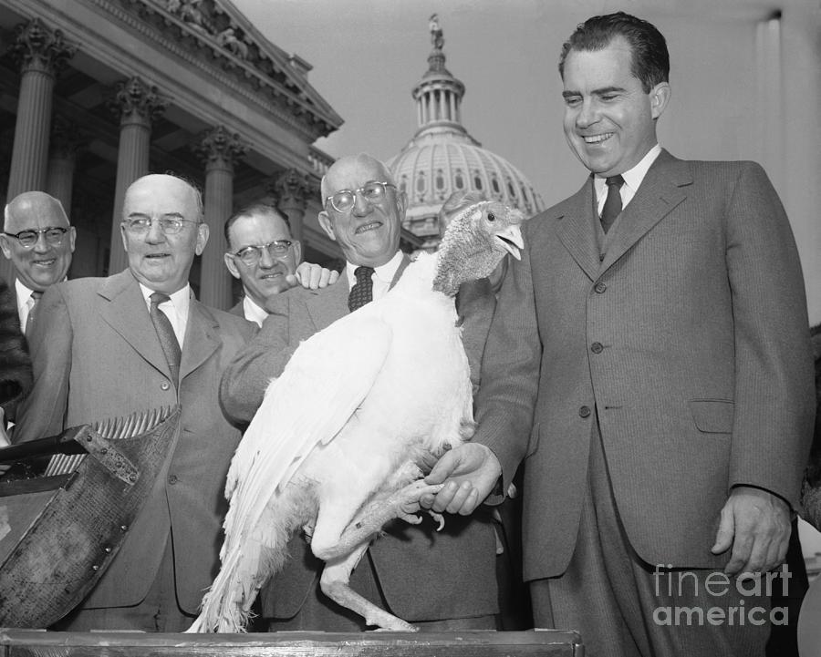 Richard Nixon With Turkey As Gift Photograph by Bettmann