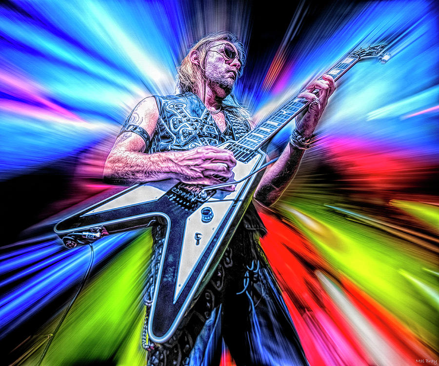 Richie Faulkner Guitar Player Mixed Media by Mal Bray