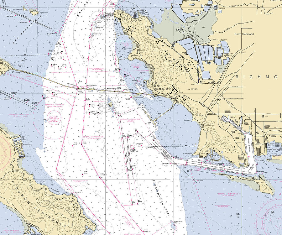 Richmond california Nautical Chart _v6 Mixed Media by Sea Koast Pixels